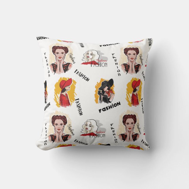 Cool Hand Drawn Sketches of Women's Fashion Cushion (Front)