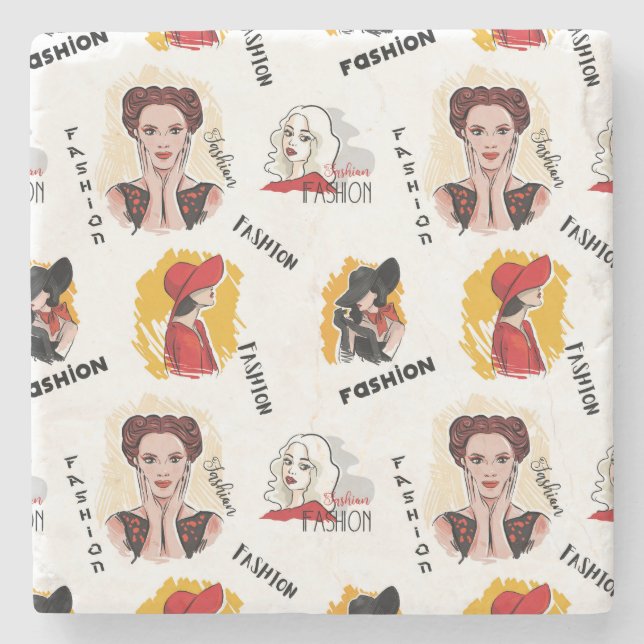 Cool Hand Drawn Sketches of Women's Fashion Stone Coaster (Front)