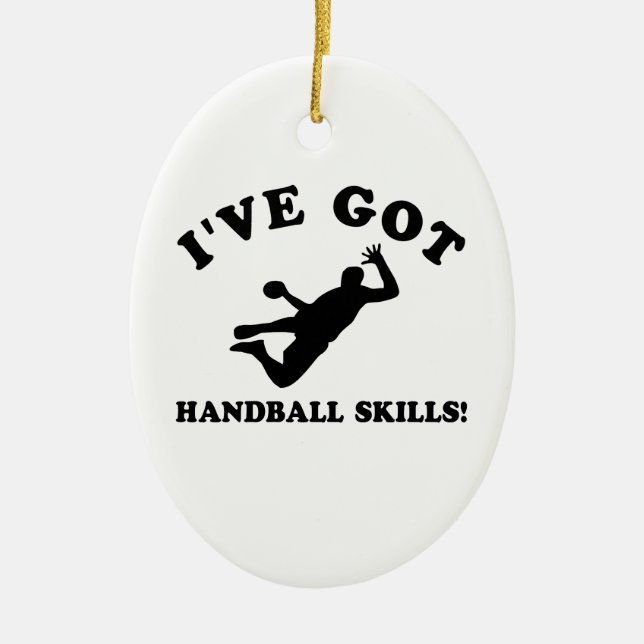 COOL HANDBALL SKILLS DESIGNS CERAMIC TREE DECORATION (Front)