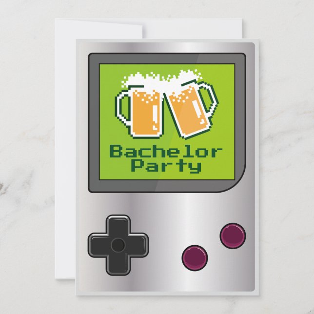 Cool Handheld Game Beers Bachelor Party Card (Back)