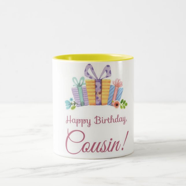 **COOL HAPPY BIRTHDAY COUSIN** Two-Tone COFFEE MUG (Center)