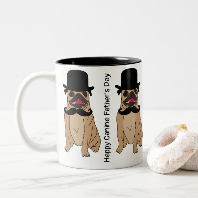 Cool Happy Canine Fathers Day  Two-Tone Coffee Mug (With Donut)