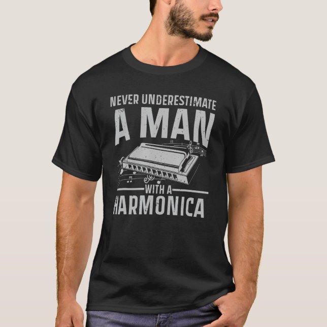 Cool Harmonica Art For Men Boys Harmonica Player I T-Shirt (Front)