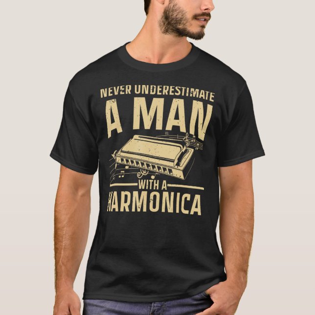 Cool Harmonica Art For Men Boys Harmonica Player I T-Shirt (Front)