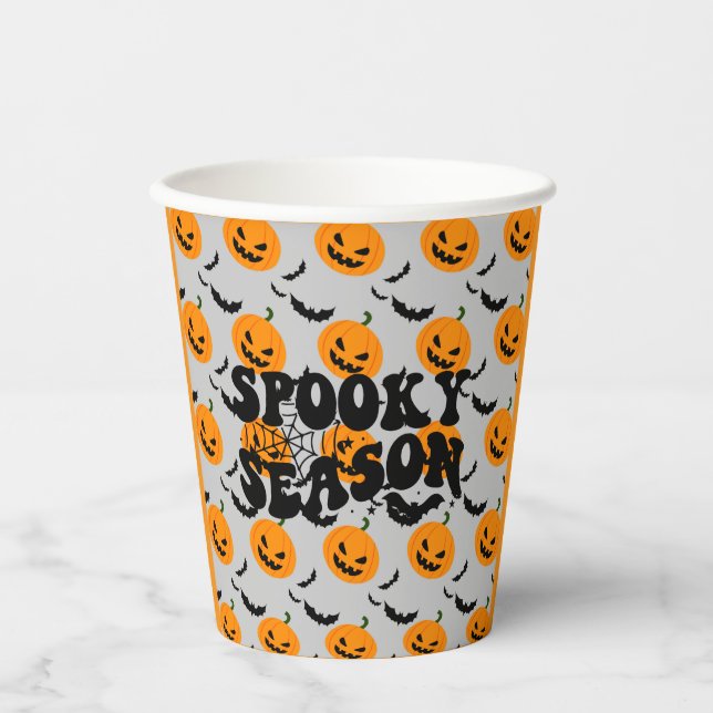 Cool Haunted Pumkin Party Paper Plates Cups (Front)