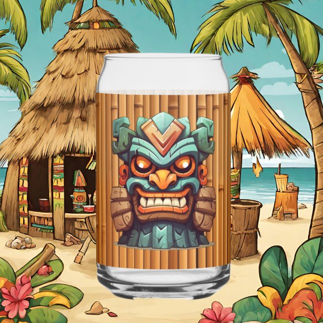 Cool Hawaii tiki head party  Can Glass (Creator Uploaded)