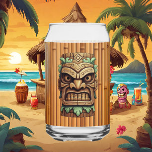Cool Hawaii tiki head party Can Glass