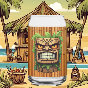 Cool Hawaii tiki head party Can Glass
