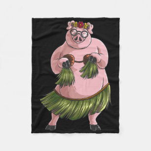 Cool Hawaiian Luau Pig Funny Boar Lover Hula Danci Fleece Blanket