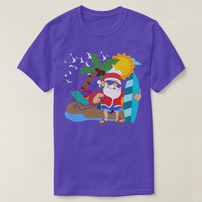 Cool Hawaiian Santa Claus Christmas In July T-Shirt (Design Front)