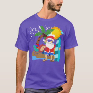 Cool Hawaiian Santa Claus Christmas In July T-Shirt