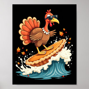 Cool Hawaiian Surfer Turkey Surfing Pumpkin Pie Th Poster