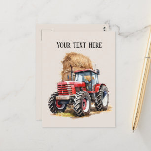 Cool hay and tractor add text Farmers Postcard