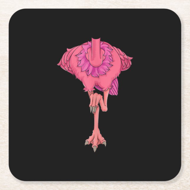 Cool Headless Flamingo Halloween Costume Funny Square Paper Coaster (Front)