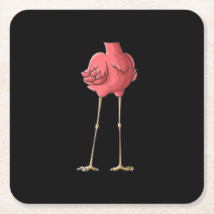 Cool Headless Flamingo Halloween Lazy Square Paper Coaster