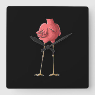 Cool Headless Flamingo Halloween Lazy Square Wall Clock