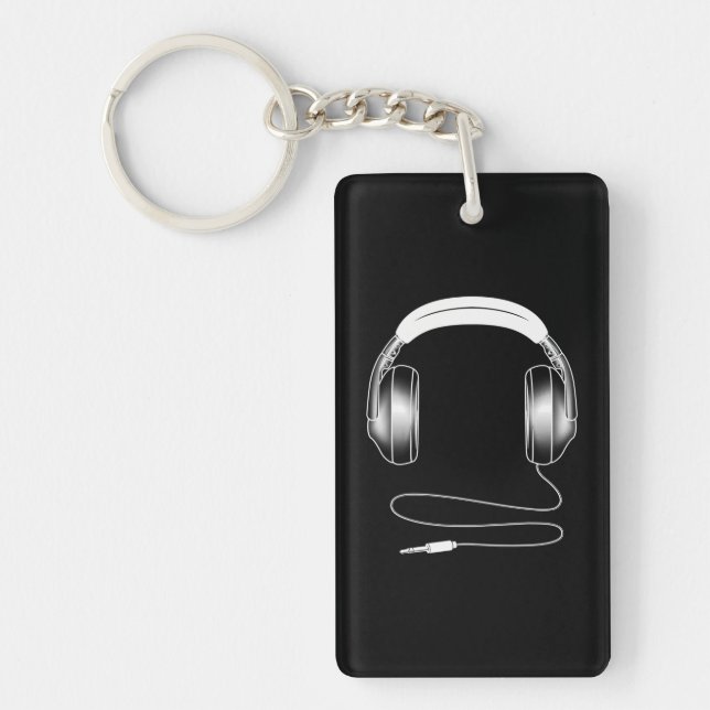 Cool Headphones DJ Music Artist Lover Key Ring (Front)