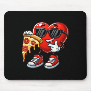 Cool Heart Eating Pizza Valentine Funny Kids Febru Mouse Pad