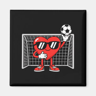 Cool Heart Playing Soccer Kids Valentine Goalkeepe Magnet