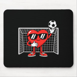 Cool Heart Playing Soccer Kids Valentine Goalkeepe Mouse Pad