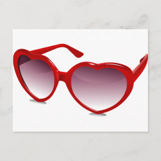 Cool heart shaped sunglasses design postcard