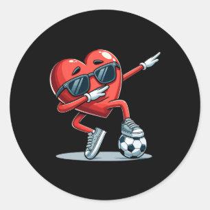 Cool Heart Soccer Player Fun Sports Graphic Classic Round Sticker