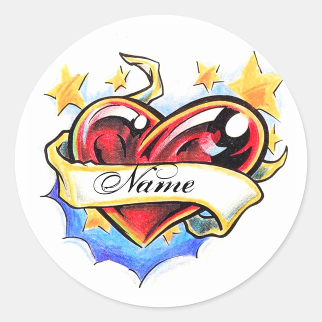 Cool Heart with Name tattoo sticker (Front)