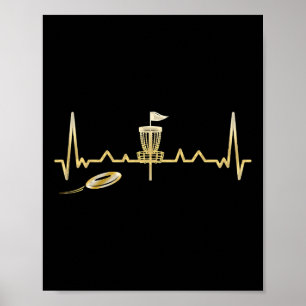 Cool Heartbeat Disc Golf Lovers With Flying Disc - Poster