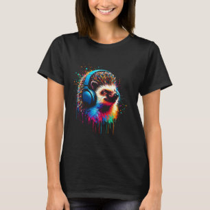 Cool Hedgehog Headphone Music Art Christmas Birthd T-Shirt