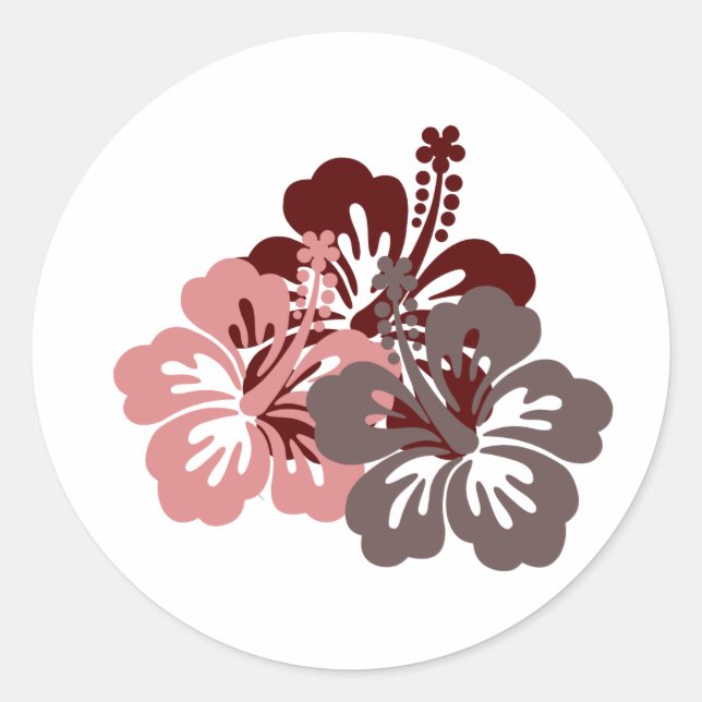 cool hibiscus classic round sticker (Front)