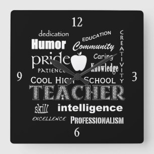 Cool High School Teacher Attributes+Apple Square Wall Clock