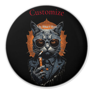 Cool Hip Cat Thunder_Cove Ceramic Knob
