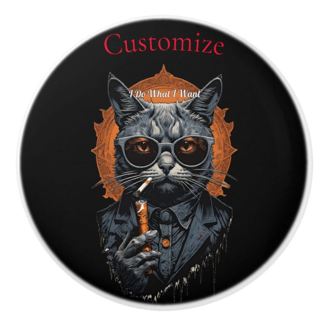 Cool Hip Cat Thunder_Cove Ceramic Knob (Front)