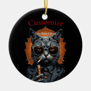 Cool Hip Cat Thunder_Cove Ceramic Ornament