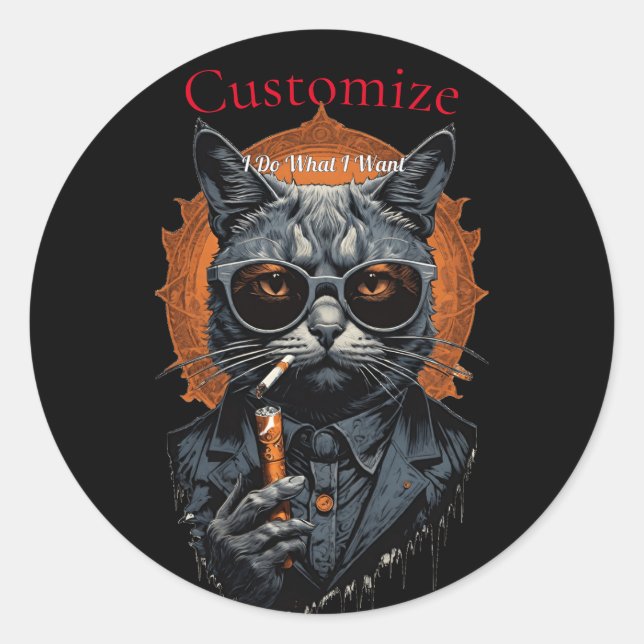Cool Hip Cat Thunder_Cove Classic Round Sticker (Front)
