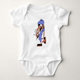 Cool hip hop artist cartoo baby bodysuit