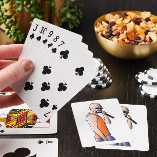 Cool Hip Hop Bald Guy Singer with Microphone  Playing Cards