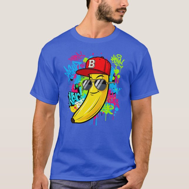 Cool Hip-Hop Banana Graffiti Art T-Shirt (Front)