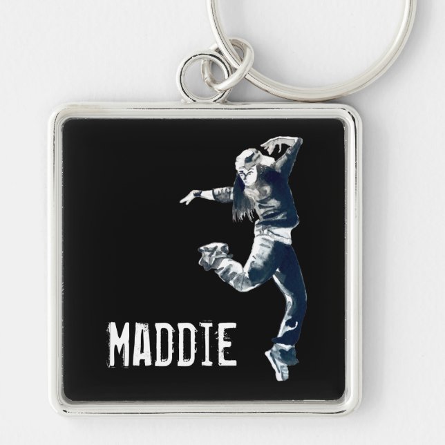 Cool hip hop dancer art keychain (Front)