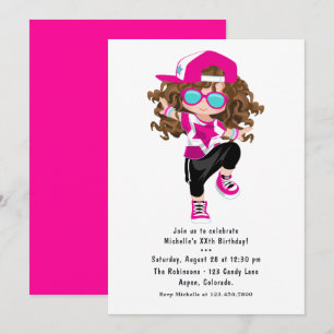 Cool Hip Hop Rap Girl Birthday Party Invitation