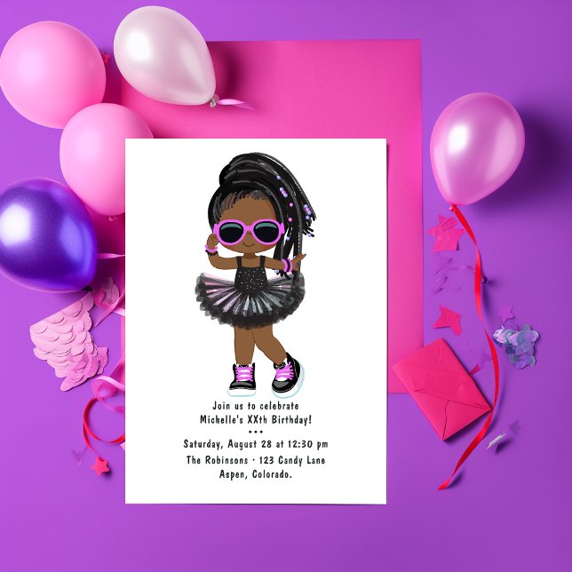 Cool Hip Hop Rap Tutu Girl Birthday Party Invitation (Creator Uploaded)