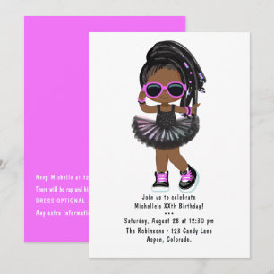 Cool Hip Hop Rap Tutu Girl Birthday Party Invitation