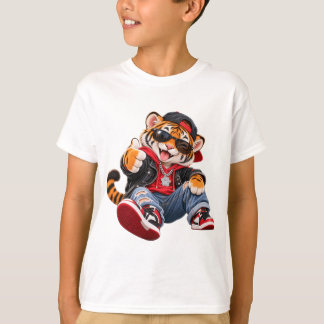 Cool Hip Hop Tiger Boys T-Shirt | Funny Cute Tiger
