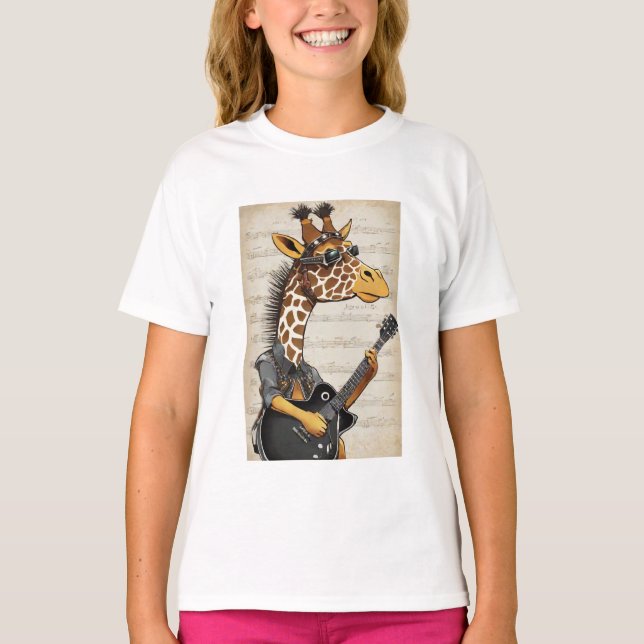 cool hip kid girl giraff t-shirt design wild life (Front)