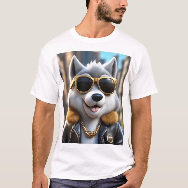 Cool, Hip, Trendy Fluffy Wolf T-Shirt (Front)