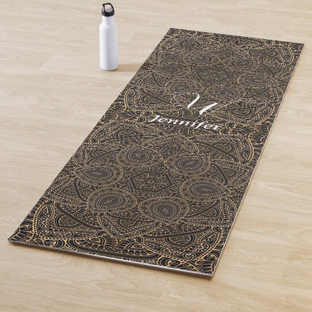 Cool hippie rose gold mandala illustration yoga mat (In Situ)