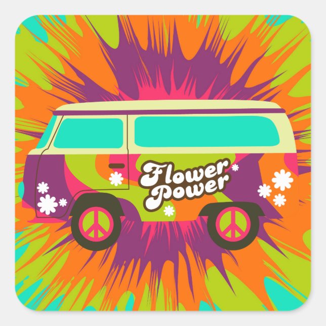 Cool hippie van retro sticker (Front)