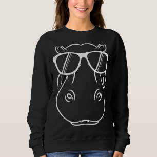 Cool Hippo Cute Hippopotamus W Sunglass Sweatshirt