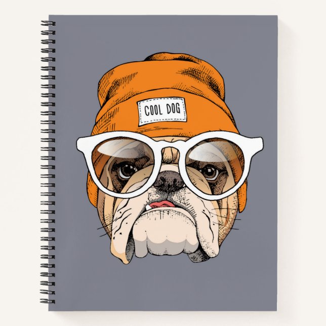 Cool Hipster Bulldog Notebook (Front)