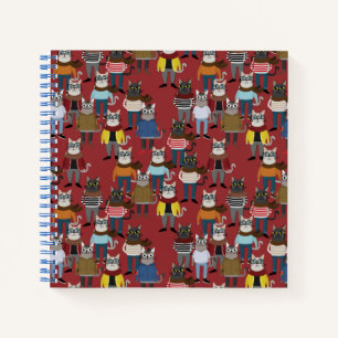 Cool Hipster Cat Pattern Notebook